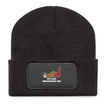Tier Faul Statement Langschläfer Urwald Faultier - Recycelte Patch Beanie - Dunkelgrau - Vorne