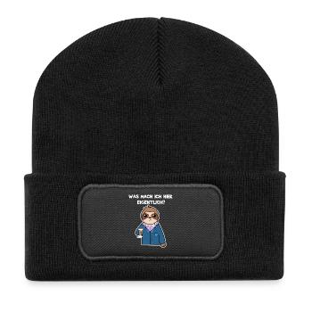 Chillen Tier Statement Faultier Zoo Dschungel - Recycelte Patch Beanie - Schwarz - Vorne