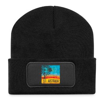 Australien Windrad Vintage Design - Recycelte Patch Beanie - Schwarz - Vorne