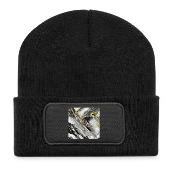 Marmor Schwarz Gold Naturstein - Recycelte Patch Beanie - Schwarz - Vorne