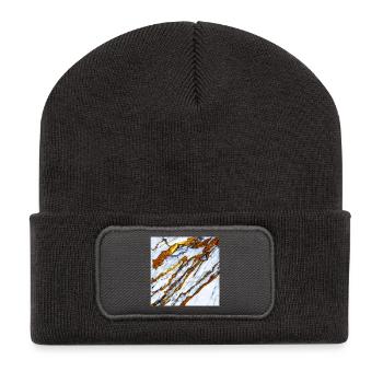 white marble meets gold - Recycled Patch Beanie - dark grey - Front