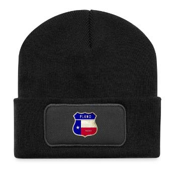 Plano Texas Wappen Flaggen Design - Recycelte Patch Beanie - Schwarz - Vorne