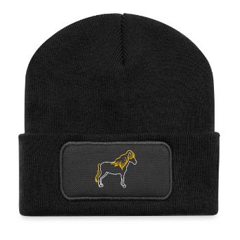 Pferde Isländer Hengst Araber Islandpferde - Recycelte Patch Beanie - Schwarz - Vorne