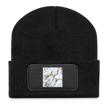 Marbre Or Blanc Texture - Beanie recyclé à patch - noir - Devant
