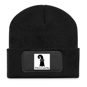 Basel am Rhein - Recycelte Patch Beanie - Schwarz - Vorne