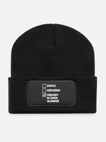 Islandpferde Pferdeliebe Statement Pferdenarr - Recycelte Patch Beanie - Schwarz