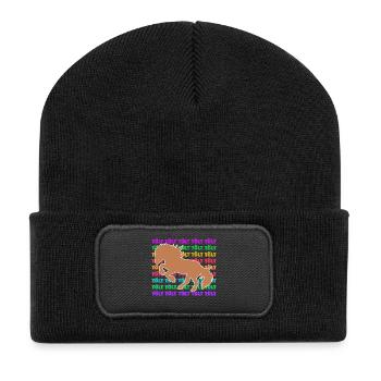 Islandpferde Tölt Spruch Pferde Pferdeliebe - Recycelte Patch Beanie - Schwarz - Vorne