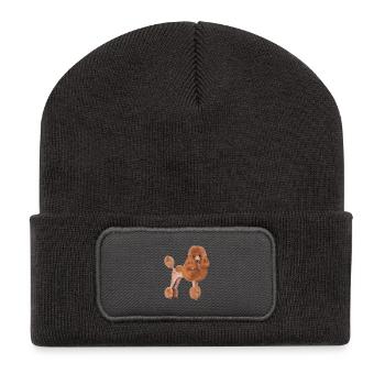 Chien caniche standard - Beanie recyclé à patch - charbon - Devant