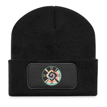 Galactic Butterfly Hunab Ku - aztec symbol - Recycled Patch Beanie - black - Front