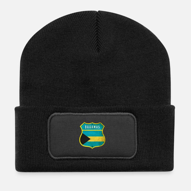 Bahamas Wappen Flaggen Design - Recycelte Patch Beanie - Schwarz