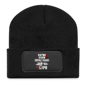 Vater und Sohn Bratans fürs Leben Geschenk - Recycelte Patch Beanie - Schwarz - Vorne