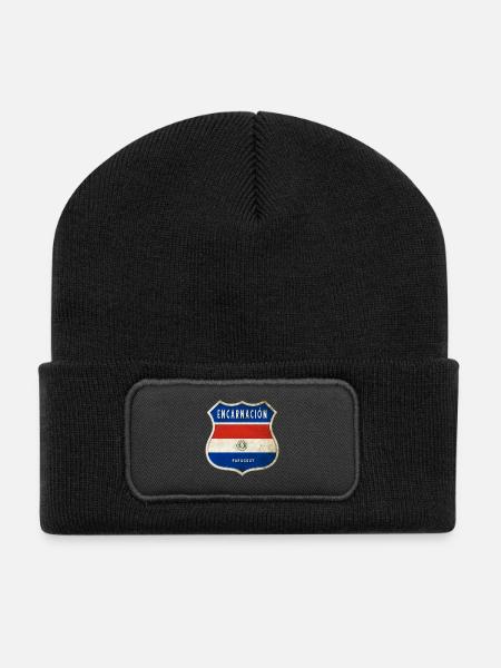 Encarnación Paraguay Wappen Flaggen Design - Recycelte Patch Beanie - Schwarz