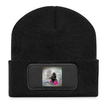 Un drôle de singe steampunk lit un livre - Beanie recyclé à patch - noir - Devant
