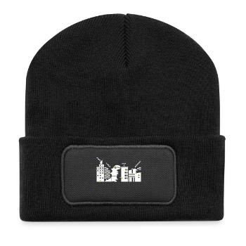 Monster trifft Bauhaus L Weiß - Recycelte Patch Beanie - Schwarz - Vorne