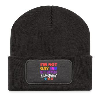 Cool Lgbt Statement Rechte Homosexueller Herz - Recycelte Patch Beanie - Dunkelgrau - Vorne