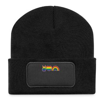 Droits de l’homme Arc-en-ciel Gay LGBT Coeur Homo - Beanie recyclé à patch - noir - Devant