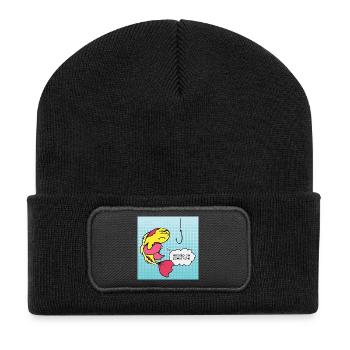 Pop Art : Poissons Accrocs Humour - Beanie recyclé à patch - noir - Devant