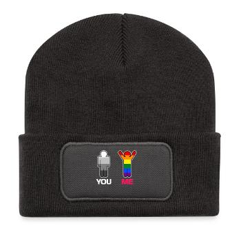 Relation bisexuelle LGBT Mariage homosexuel - Beanie recyclé à patch - charbon - Devant
