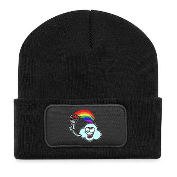 Lustig Lgbt Homo Regenbogen Bisexuell Transgender - Recycelte Patch Beanie - Schwarz - Vorne