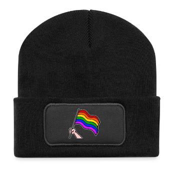 Lesben Bisexuell Lgbt Regenbogenfahne Parade - Recycelte Patch Beanie - Schwarz - Vorne