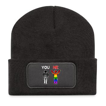 Partenariat homosexuel Relation LGBT - Beanie recyclé à patch - charbon - Devant