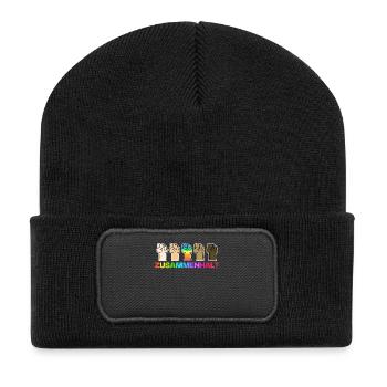 Lgbt Menschenrechte Transgender Regenbogen Spruch - Recycelte Patch Beanie - Schwarz - Vorne