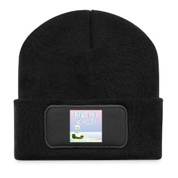 Mir ist kalt - Eisbär in Winterkleidung - STRAND - Recycelte Patch Beanie - Schwarz - Vorne