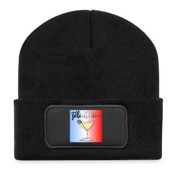 Aperitif - Herzlichen Glückwunsch - France Cocktail - Recycelte Patch Beanie - Schwarz - Vorne
