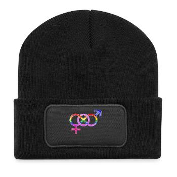 Mariage homosexuel arc-en-ciel lgbt amour - Beanie recyclé à patch - noir - Devant