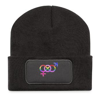 Mariage homosexuel arc-en-ciel lgbt amour - Beanie recyclé à patch - charbon - Devant