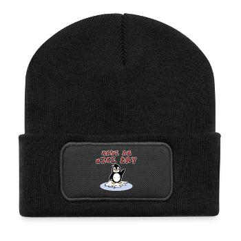 Pingouin Ice Bird Statement Cold Antarctica Animal - Beanie recyclé à patch - noir - Devant