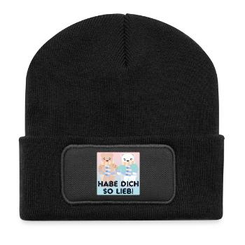 Habe Dich so lieb - Paare - Recycelte Patch Beanie - Schwarz - Vorne