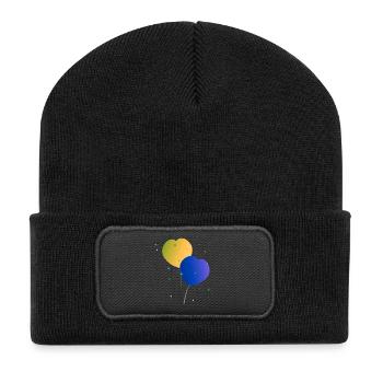 Ballons, Luftballonherzen - Recycelte Patch Beanie - Schwarz - Vorne