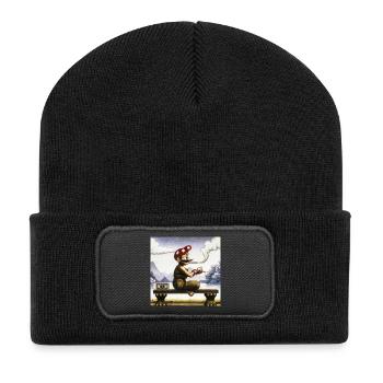Ukiyo-e painting of a smoking man. - Recycled Patch Beanie - black - Front