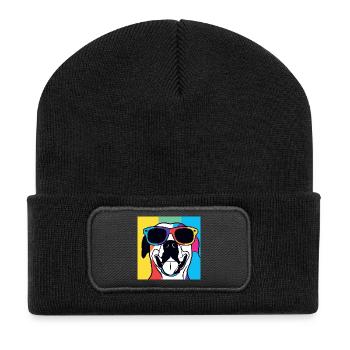 Vibrant Sunglass Pup Pop Art - Recycled Patch Beanie - black - Front