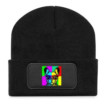 Lunettes Bulldog Néon Pop Art - Beanie recyclé à patch - noir - Devant