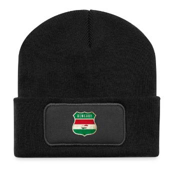 Ungarn Wappen Flaggen Design - Recycelte Patch Beanie - Schwarz - Vorne