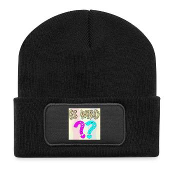 BABYSPRÜCHE - ES WIRD EIN MÄDCHEN ODER JUNGE FRAGE - Recycelte Patch Beanie - Schwarz - Vorne