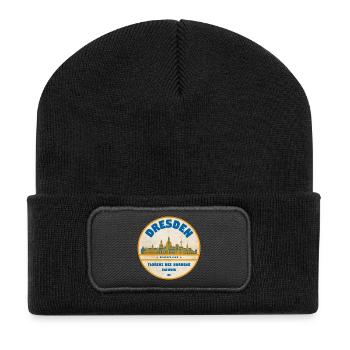 Dresden Skyline Vintage Label - Recycled Patch Beanie - black - Front