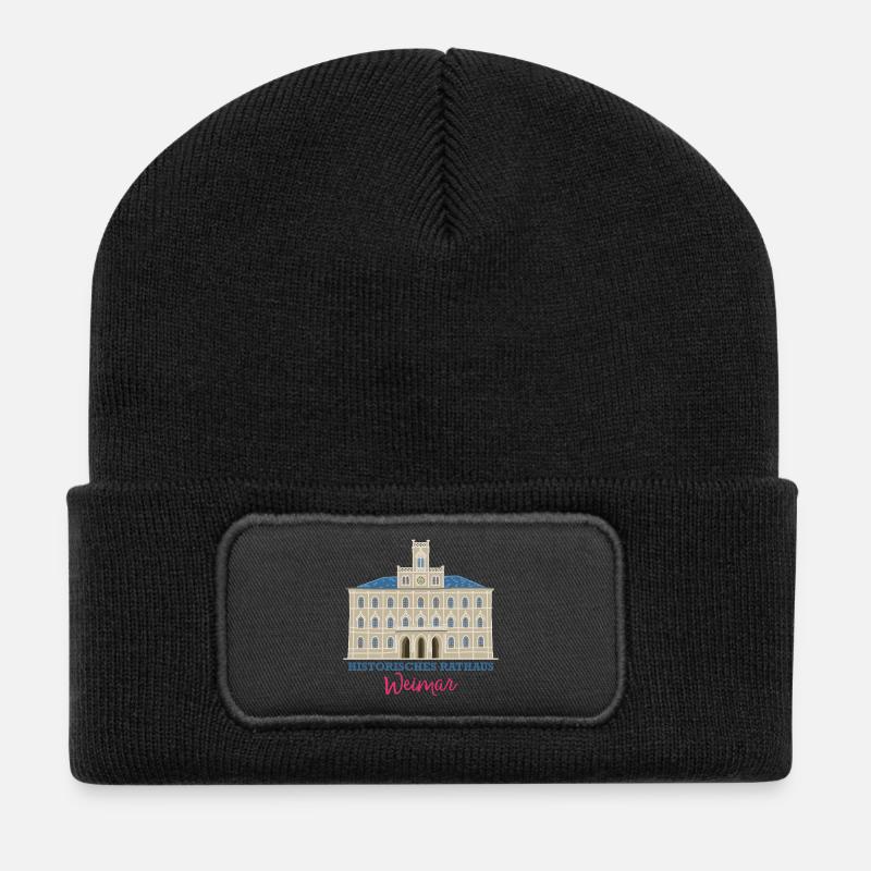 Weimar, Historisches Rathaus, Deutschland - Recycelte Patch Beanie - Schwarz