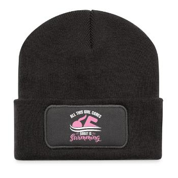 Schwimmer Mädchen - Recycelte Patch Beanie - Dunkelgrau - Vorne
