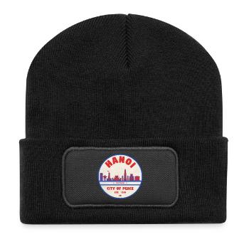 Hanoi City of Peace Badge Stadtlandschaft - Recycelte Patch Beanie - Schwarz - Vorne