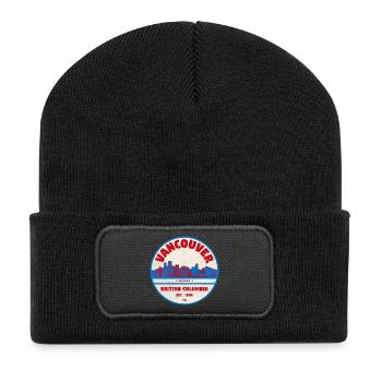 Vancouver Skyline Retro Badge Canada - Recycled Patch Beanie - black - Front