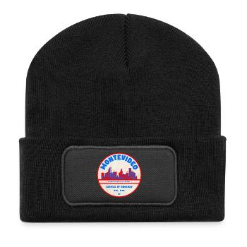 Montevideo Uruguay Skyline Emblem Design - Recycled Patch Beanie - black - Front