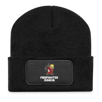 Firefighter Helmet Fire Brigade Statement Fire Extinguisher - Recycled Patch Beanie - black - Front