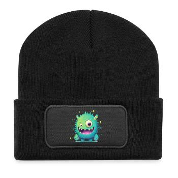 Un monstre heureux à câliner - Beanie recyclé à patch - noir - Devant