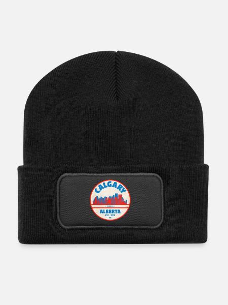 Calgary Skyline Vintage - Recycelte Patch Beanie - Schwarz