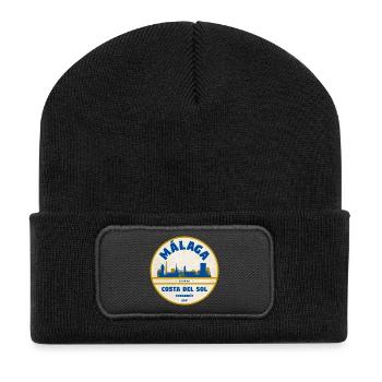 Malaga Skyline Küsten Flair - Recycelte Patch Beanie - Schwarz - Vorne