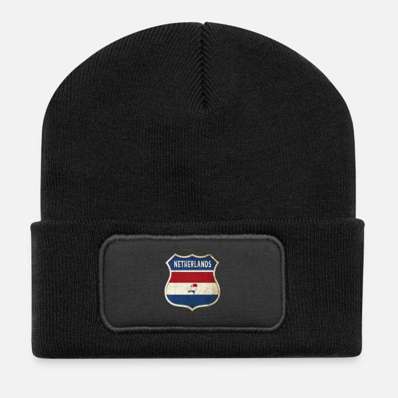 Niederlande Wappen Flaggen Design - Recycelte Patch Beanie - Schwarz