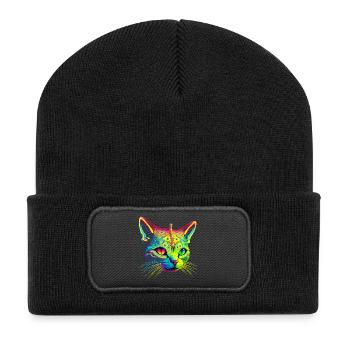 Katzen-Alien - Recycelte Patch Beanie - Schwarz - Vorne